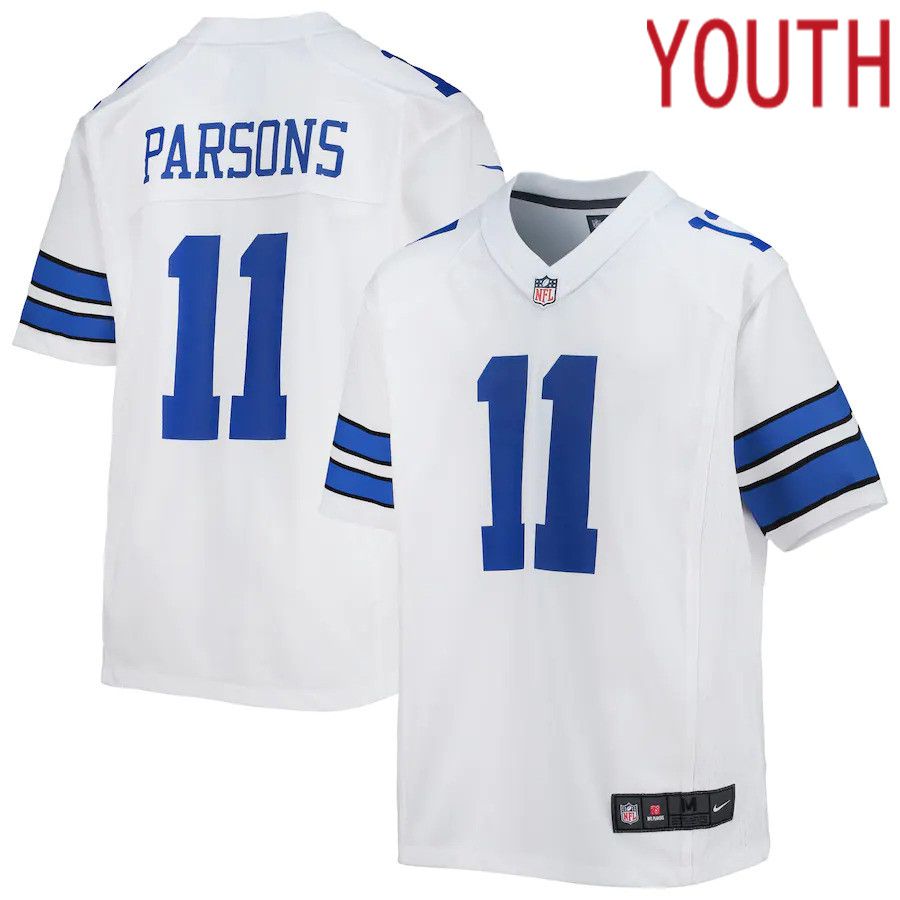 Youth Dallas Cowboys #11 Micah Parsons Nike White Game NFL Jersey